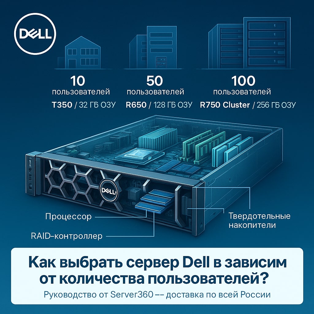 Как выбрать сервер по числу пользователей: руководство по подбору Dell для 10, 50 и 100 сотрудников