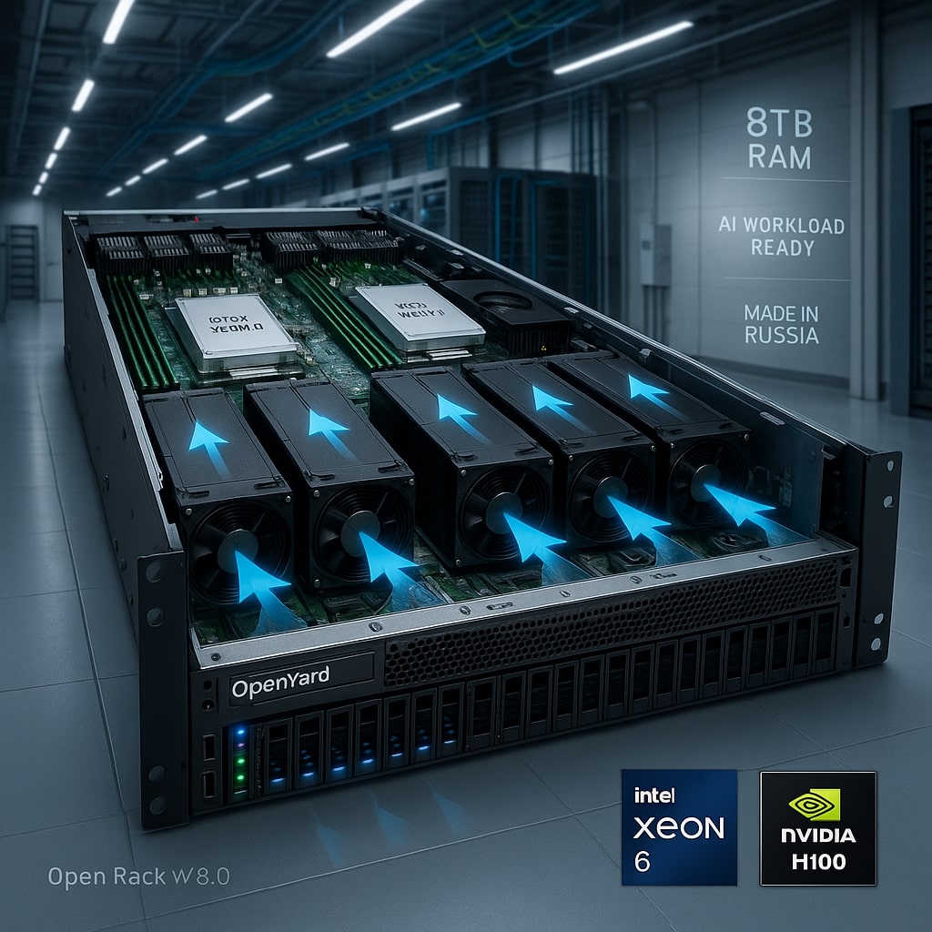 OpenYard представила российский GPU-сервер HN203I на базе Intel Xeon 6: мощность, масштабируемость и энергоэффективность для ИИ и гиперскейла