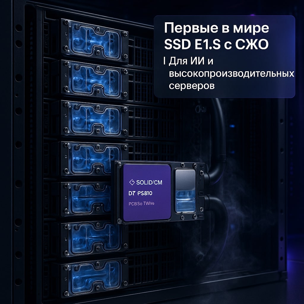 Solidigm представила первые в мире E1.S SSD с СЖО для ИИ-серверов: прорыв в энергоэффективности и плотности хранения