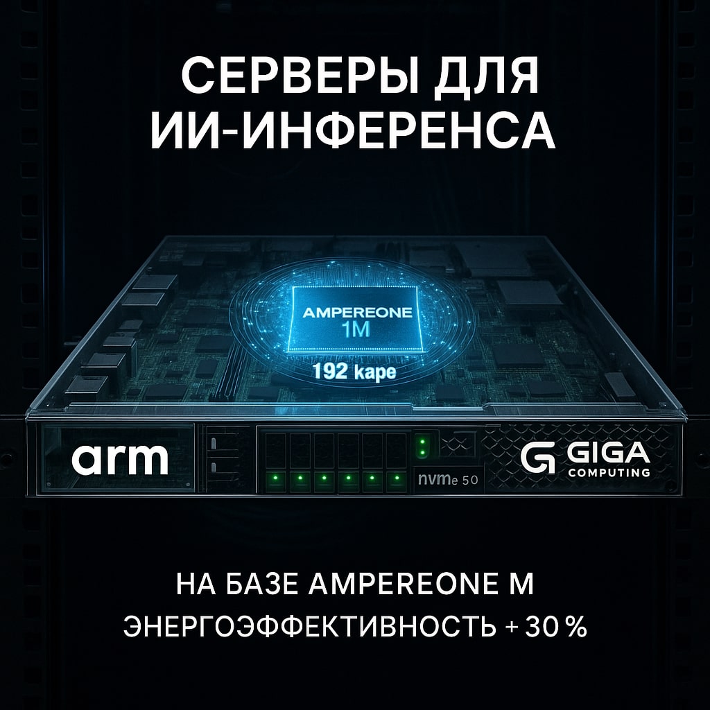 Giga Computing представила серверы с Arm-чипами AmpereOne M для ИИ-инференса: что это значит для дата-центров и облачных вычислений