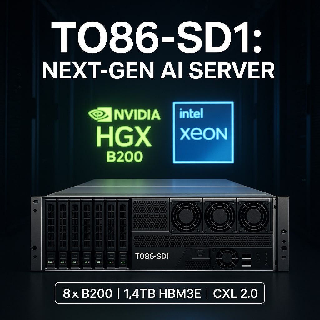 Giga Computing представила ИИ-сервер TO86-SD1 на платформе NVIDIA HGX B200