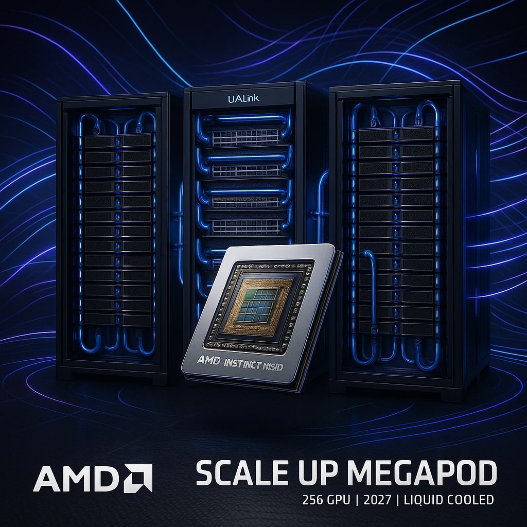 AMD готовит суперускоритель Mega Pod с 256 ускорителями Instinct MI500