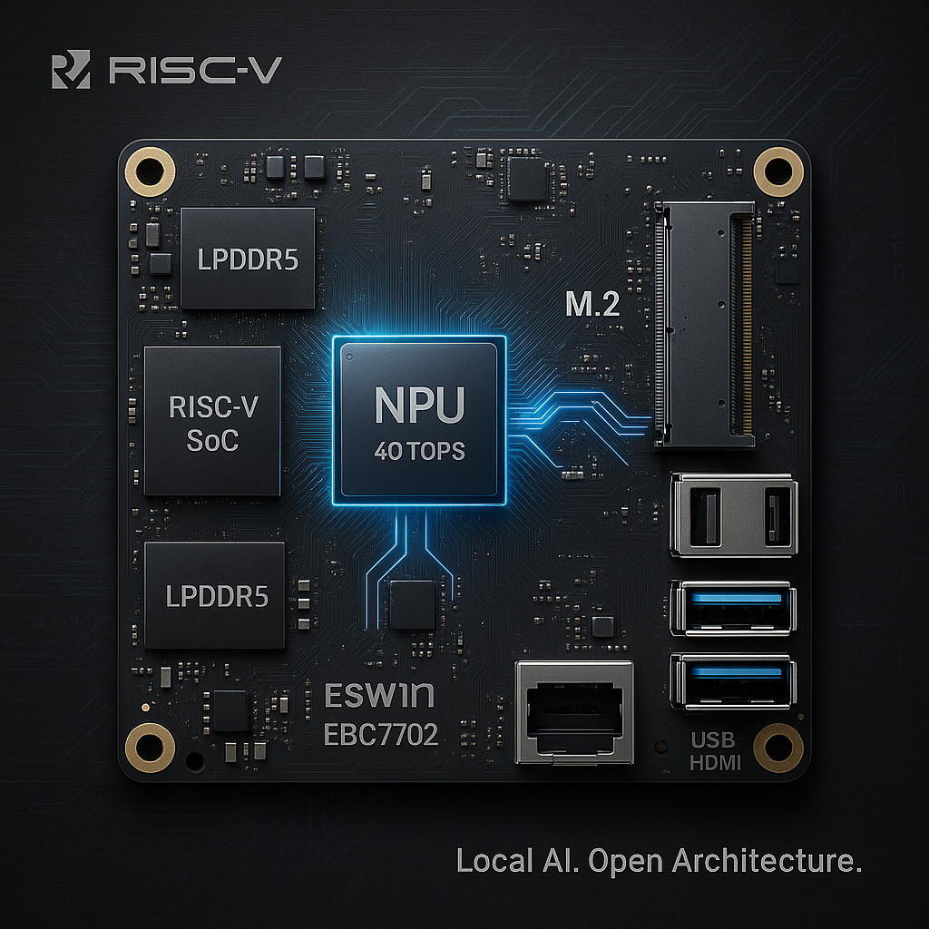 Eswin выпустила плату EBC7702 формата Mini-DTX с процессором RISC-V: прорыв в локальных ИИ-вычислениях