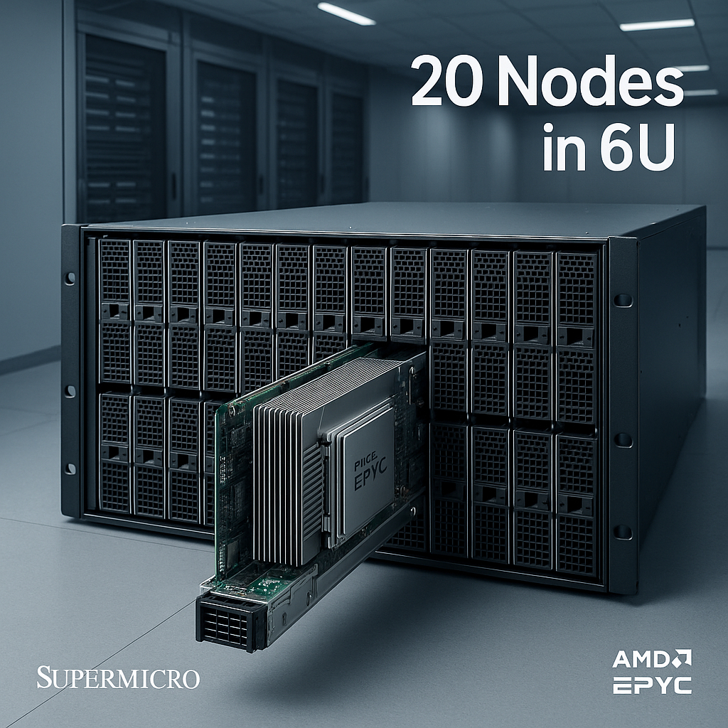 Supermicro представила 20-узловой сервер на базе процессоров AMD Grado: революция в плотности и энергоэффективности