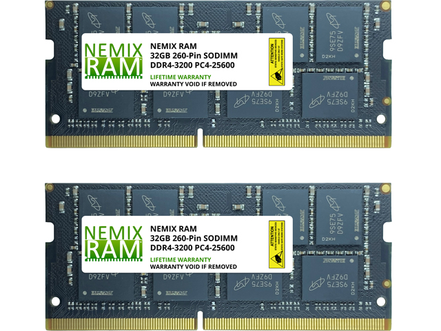 NEMIX RAM 64GB (2X32GB) DDR4 3200MHZ PC4-25600 2Rx8 1.2V 260-PIN Non-ECC SODIMM Laptop PC Memory KIT