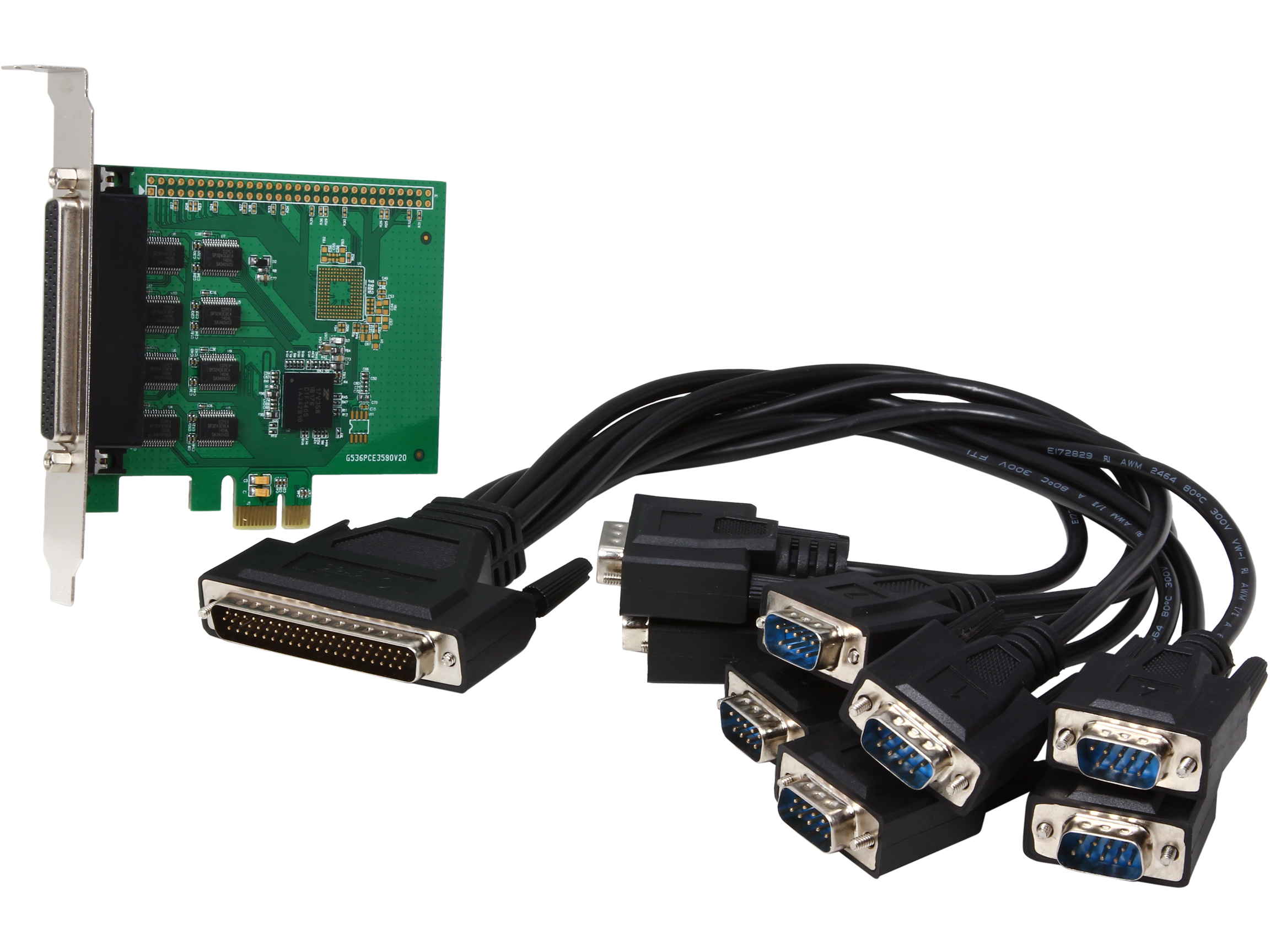 SYBA 8-Port RS-232 Serial PCI-Express, Revision 2.0; with Exar Chipset Model SI-PEX15041