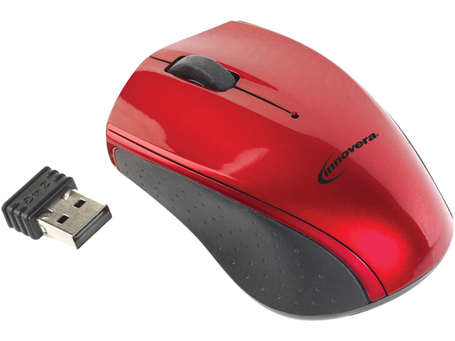 Innovera IVR62204 Red/Black RF Wireless Optical Mini Mouse