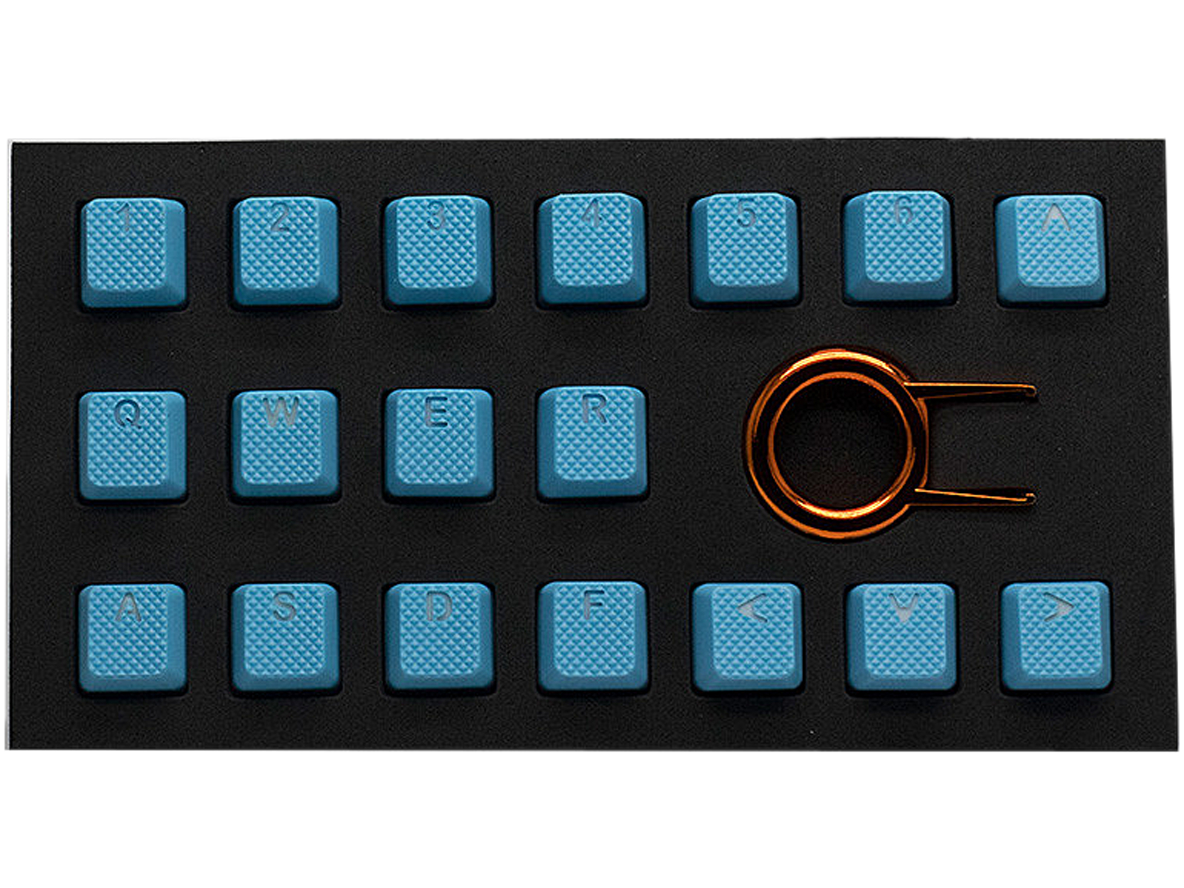 Tai-Hao KDTHUS018C03BU103 Neon Blue Rubber Keycap Set (18)