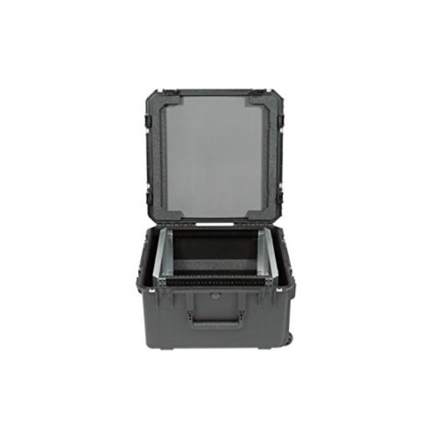 skb series waterproof case with removeable 10u shallow rack cage, tsa locks, wheels 3i22221210u