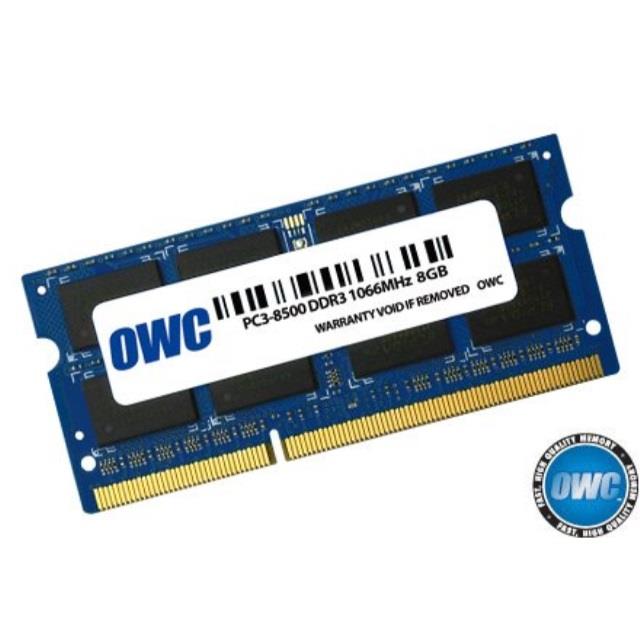 owc 8.0gb pc8500 ddr3 non ecc 1066 mhz 204 pin sodimm memory module for macbook pro, macbook, and mac mini, owc8566ddr3s8gb