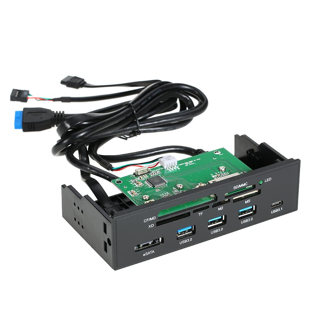 STW 5.25″ Internal Card Reader Media Multi-Function Dashboard PC Front Panel Type-C USB 3.1 USB 3.0 Support CF