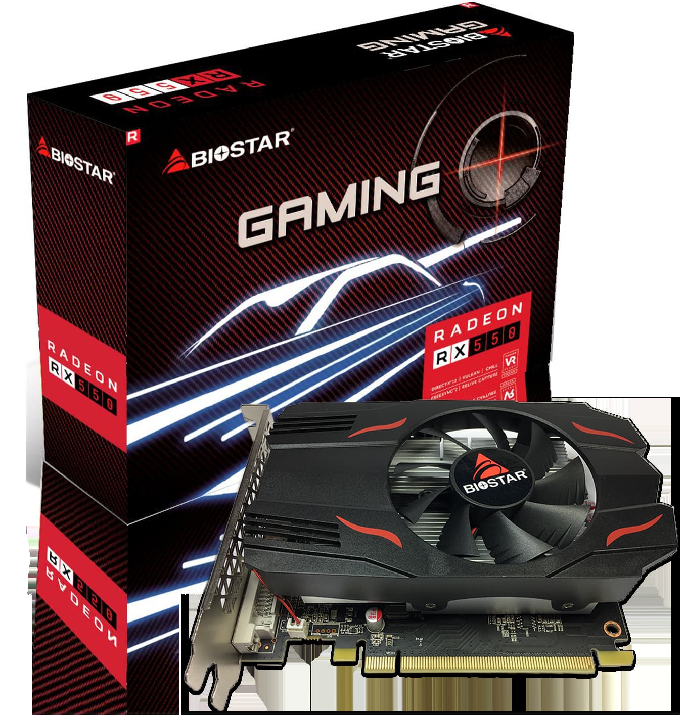 Biostar Gaming Radeon RX 550 4GB GDDR5 128-Bit DirectX 12 PCI Express 3.0 DVI-D Dual Link, HDMI, DisplayPort