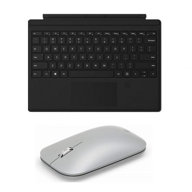 Microsoft Surface Mobile Mouse Platinum+Surface Pro Signature Type Cover w/ Finger Print Reader Black — Wireless — Seamless scrolling — Light & portable — BlueTrack enabled — For Surface Pro — Fin
