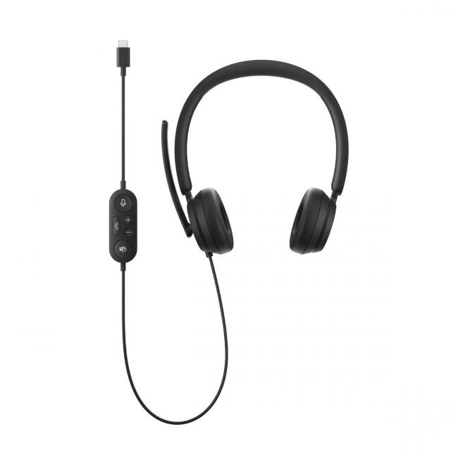 Microsoft Modern USB-C Headset Black — Wired USB-C Connection — High-quality stereo sound — Comfortable on-ear design — Noise-reducing microphone — Compatible with Windows 11 & 10 Devices