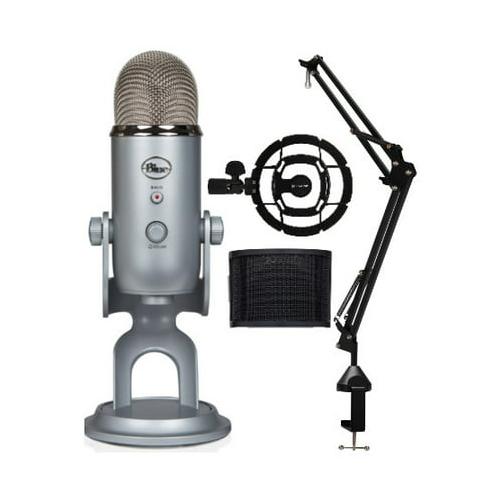 BLUE Microphones Yeti USB Microphone (Silver) with Boom Arm & Mount Bundle