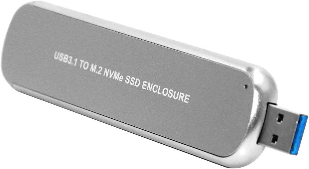 M2 SSD Case Enclosure USB 3.1 to PCI-E M.2 SSD Hard Disk Case Box External Hard Drive Case for NVME 2242/2260/2280 M.2 SSD (Silver)
