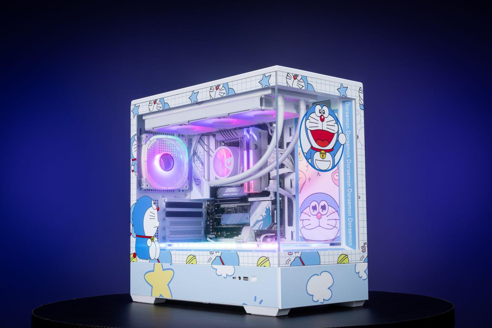 Doraemon Theme Arashi SPCC / Aluminum M-ATX/ITX Computer Case, Doraemon Custom Model With Lighting Effects