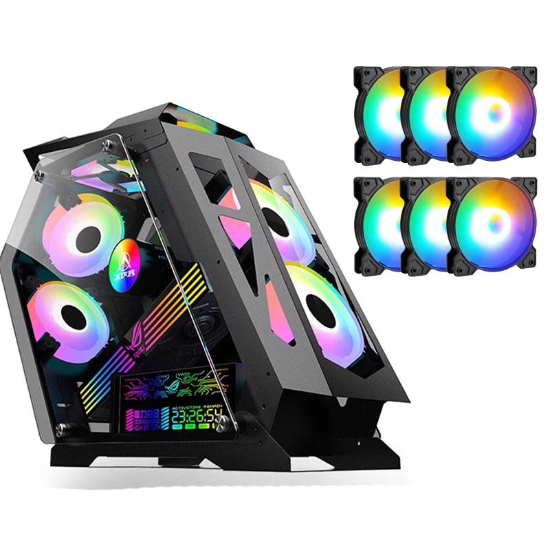 CORN Alien Irregular Opened(Not Dustproof) PC Case with120mm Fan*6, Tempered Glass Gaming Desktop Computer Case, Micro ATX/Mini ITX, Support 240 Liquid Cooling, Unique Appearance