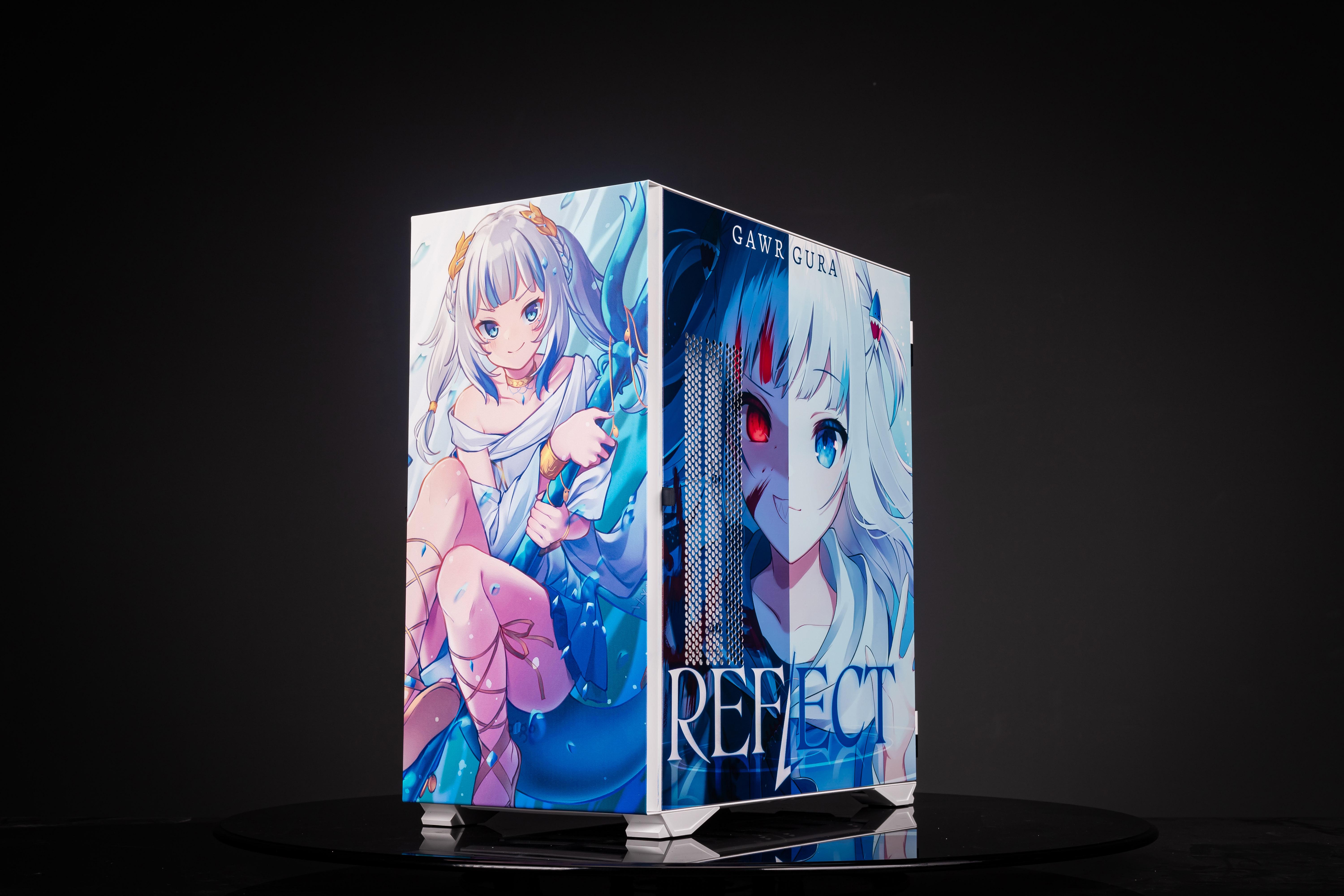 CORN Glass E-ATX/ATX/Micro ATX Computer Case, 4 Sides + 3 Light Panels Customized with HD Images — Gawr Gura