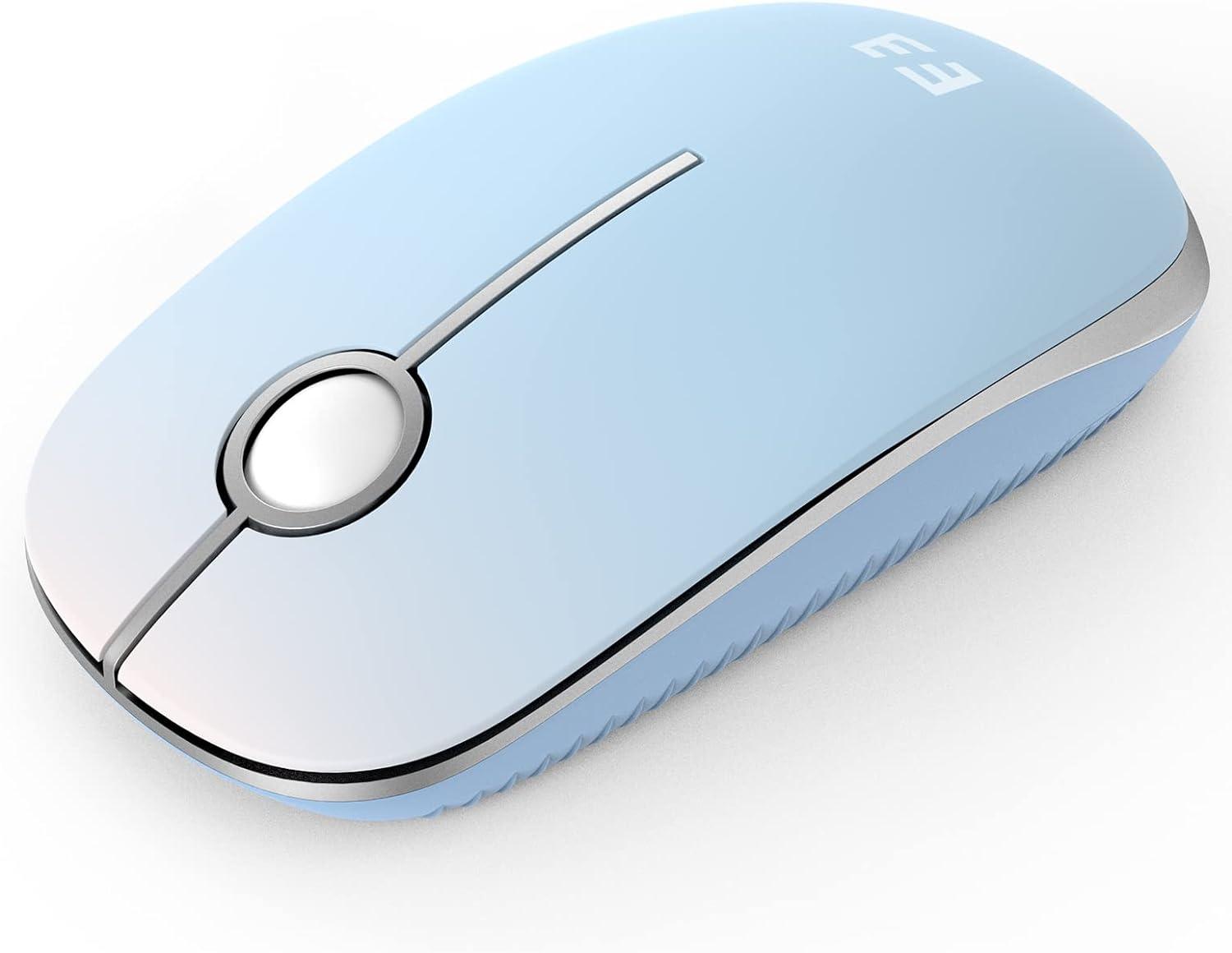 seenda Silent Wireless Mouse, Cute Soft 2.4G Cordless Whisper Quiet Mice Slim & Light for Home/Office/Travel, Portable Laptop Mouse with USB Receiver for PC Computer Desktop, Cyan Gradation