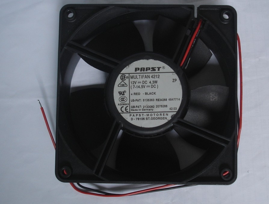 PAPST 12038 MULTIFAN 4212 square DC cooling fan with 12V 4.3W 2-Wires