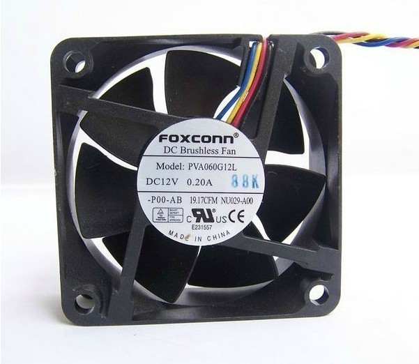 Foxconn 6025 60*25mm PVA060G12L 12V 0.2A 4 Wires PWM Case fan 6CM cpu cooler