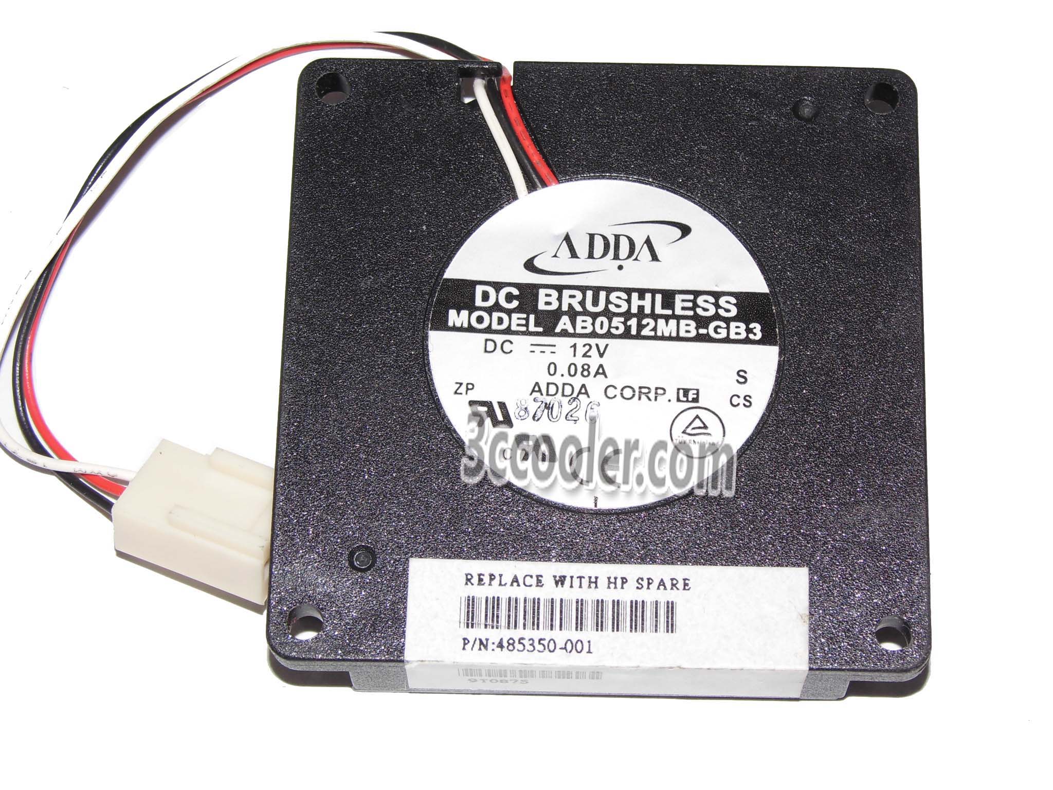 ADDA 50x10mm AB0512MB-GB3 12V 0.08A 3 Wires 3 Pins Blower for HP 485350-001 5CM cpu cooler