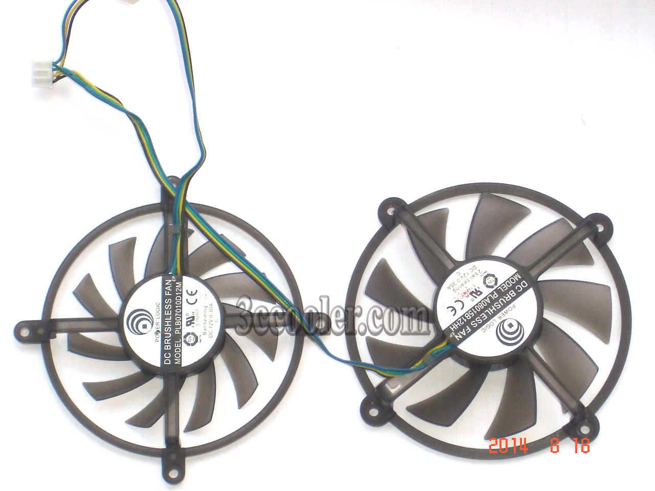 2 Pcs/set Cooling Fan of Power Logic PLA08015B12HH PLB07010D12M 4-Wires