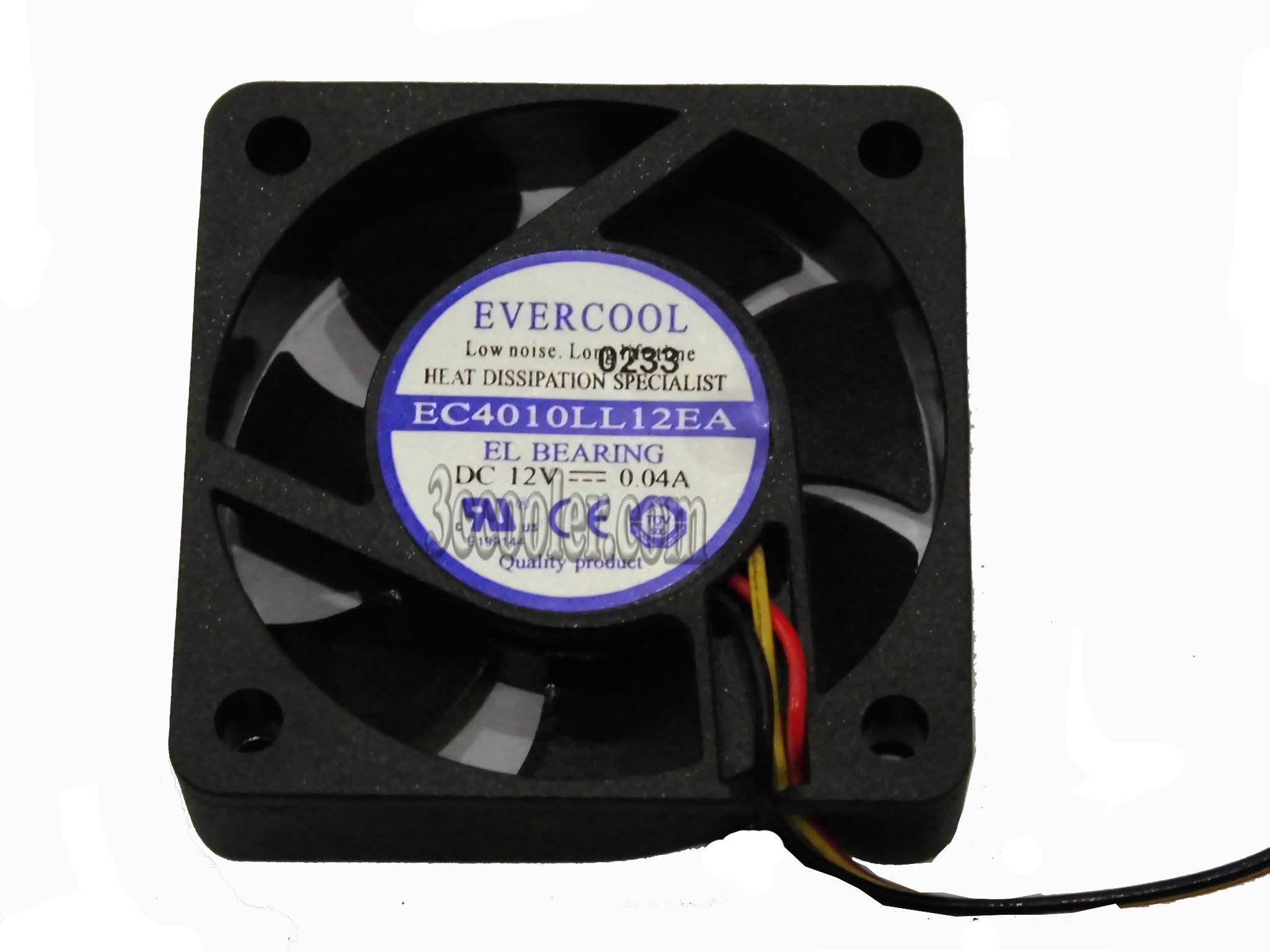 EVERCOOL 4CM 40*10mm EC4010LL12EA 12V 0.04A 3 wires 3 pins Case Fan Router Switch Cooler