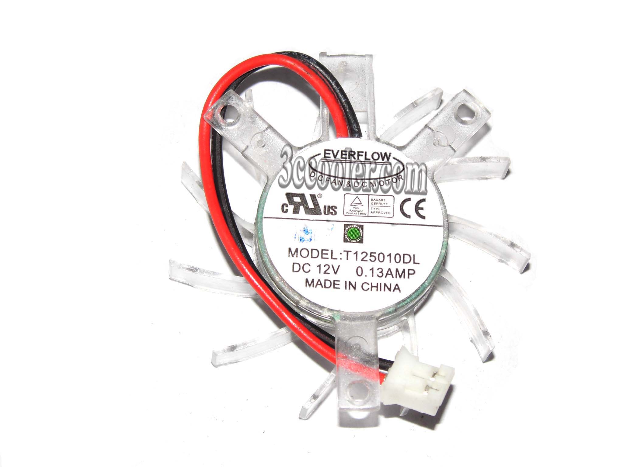 EVERFLOW T125010DL 12V 0.13A 2 Wires 2 Pins Connector For HD3650 Graphic card Fan,VGA Fan,Cooling Fan