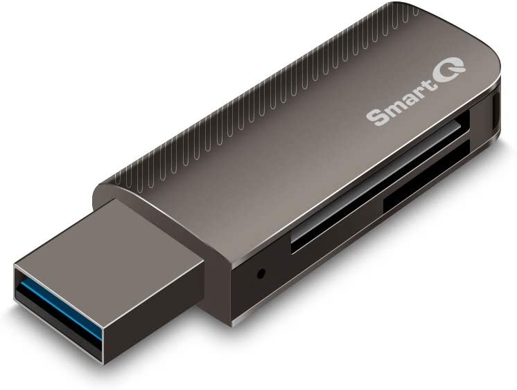 SmartQ C370 SD Card Reader Portable USB 3.0 Flash Memory Card Adapter Hub for SD, Micro SD, SDXC, SDHC, MMC, Micro SDXC, Micro SDHC, UHS-I for Mac, Windows, Linux, Chrome, PC, Laptop, Switch (Single)