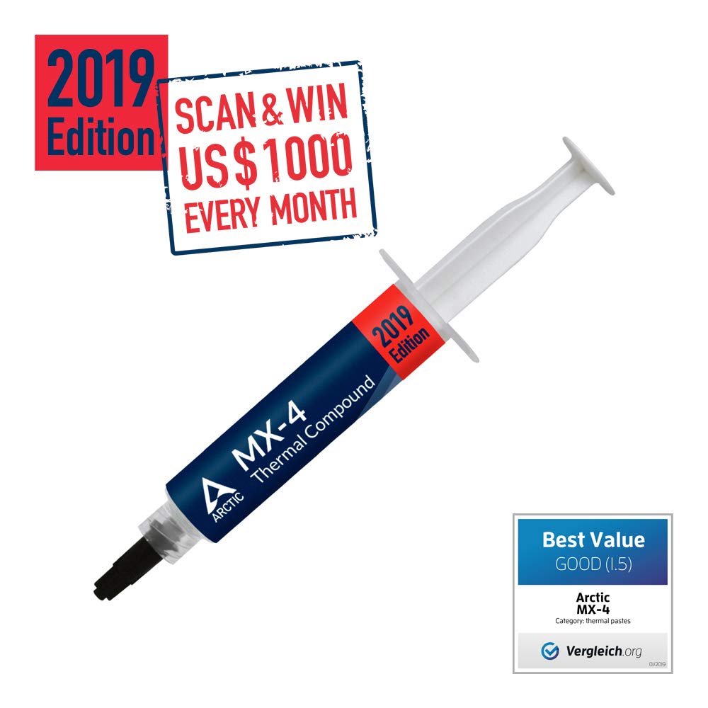 ARCTIC MX-4 2019 Edition — Thermal Compound Paste — Carbon Based High Performance — Heatsink Paste — Thermal Compound CPU for All Coolers, Thermal Interface Material — High Durability — 8 Grams