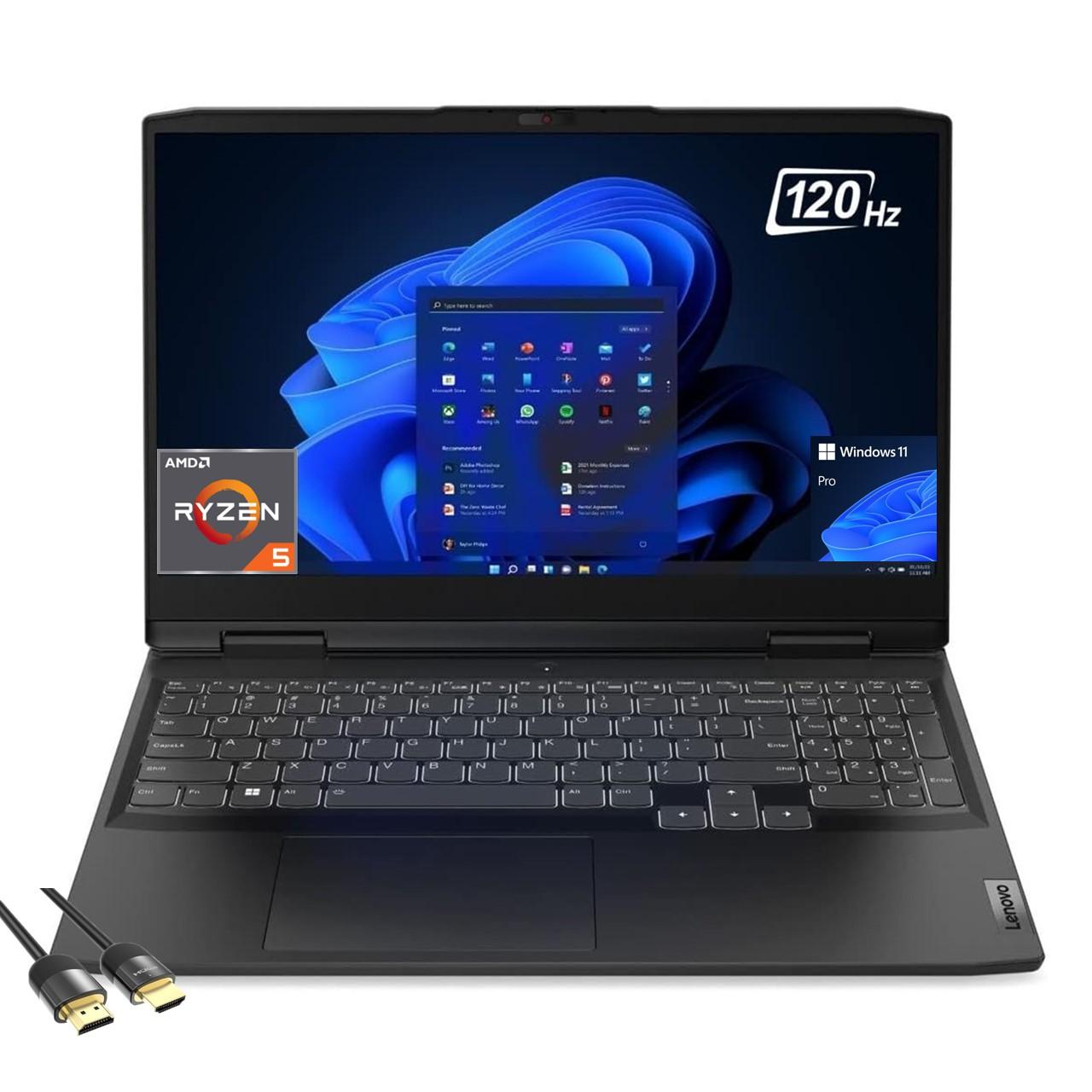 Lenovo Ideapad Gaming 3 Laptop, 15.6″ FHD IPS 120Hz, AMD Ryzen 5 7535HS Up to 4.55GHz, GeForce RTX 2050, 16GB DDR5, 512GB NVMe SSD, Backlit KB, Webcam, Wi-Fi 6, RJ-45, Type-C, Mytrix HDMI, Win 11 Pro