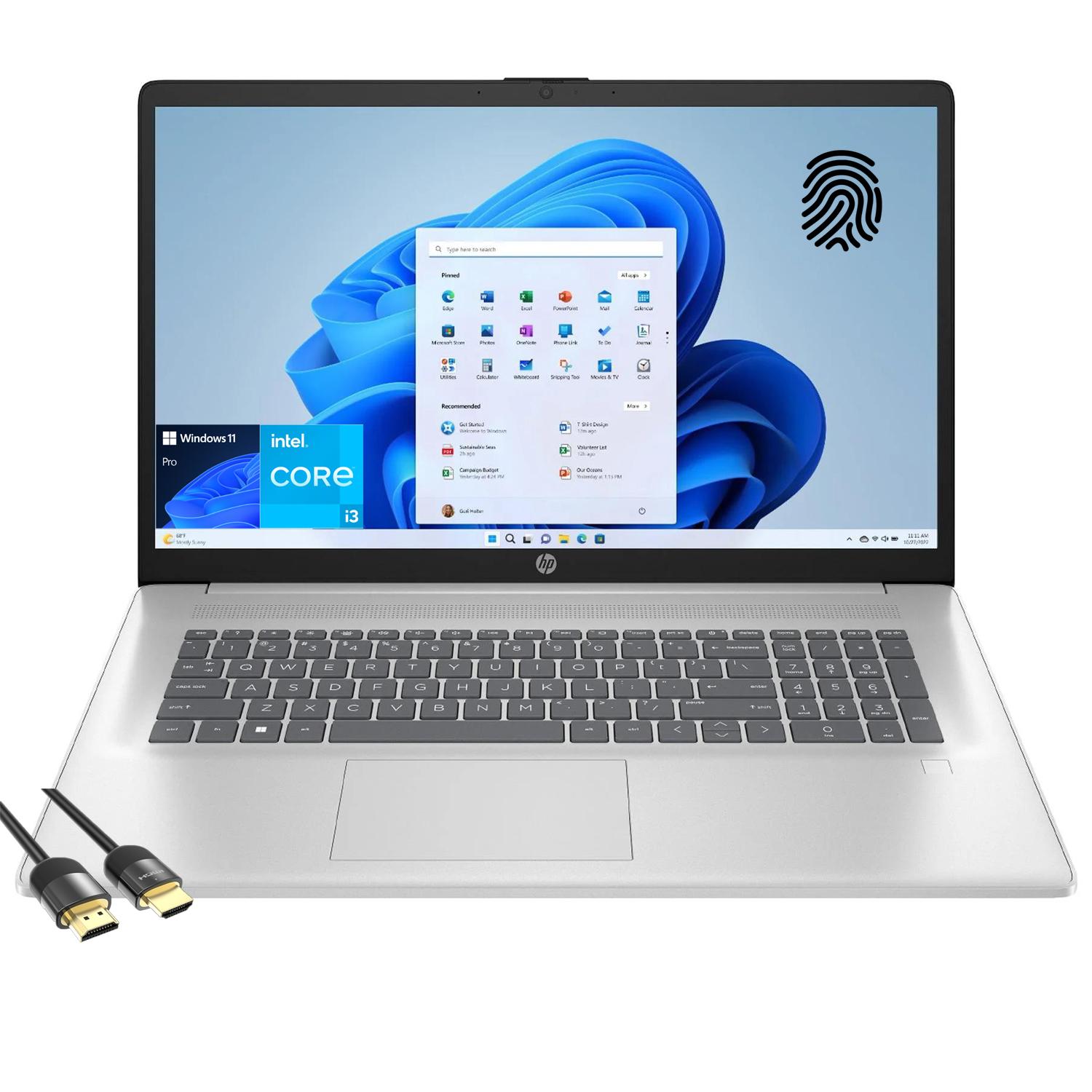 HP Laptop for Business & Student, 17.3″ FHD IPS Anti-Glare Display, Intel Core i3-N305, 16GB RAM, 512GB PCIe SSD, FP Reader, Keypad, WiFi 6, Fast Charge, Webcam, USB-C, Mytrix HDMI Cable, Win 11 Pro