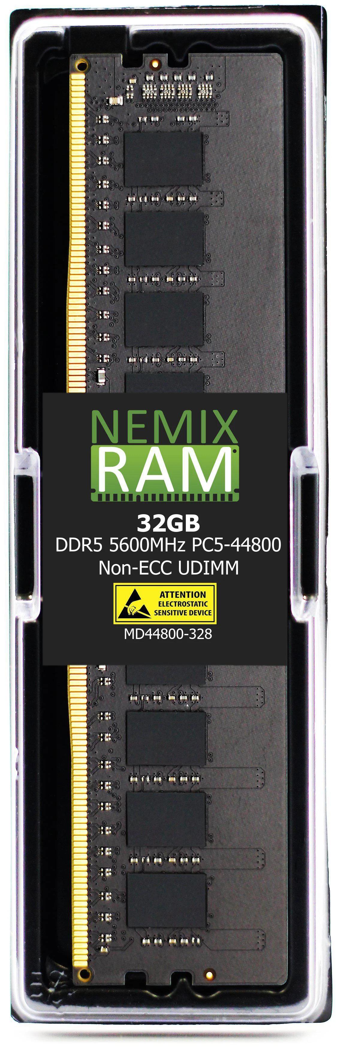 NEMIX RAM 32GB (1X32GB) DDR5 5600MHZ PC5-44800 2Rx8 1.1V 288-PIN Non-ECC Unbuffered UDIMM Desktop PC Memory