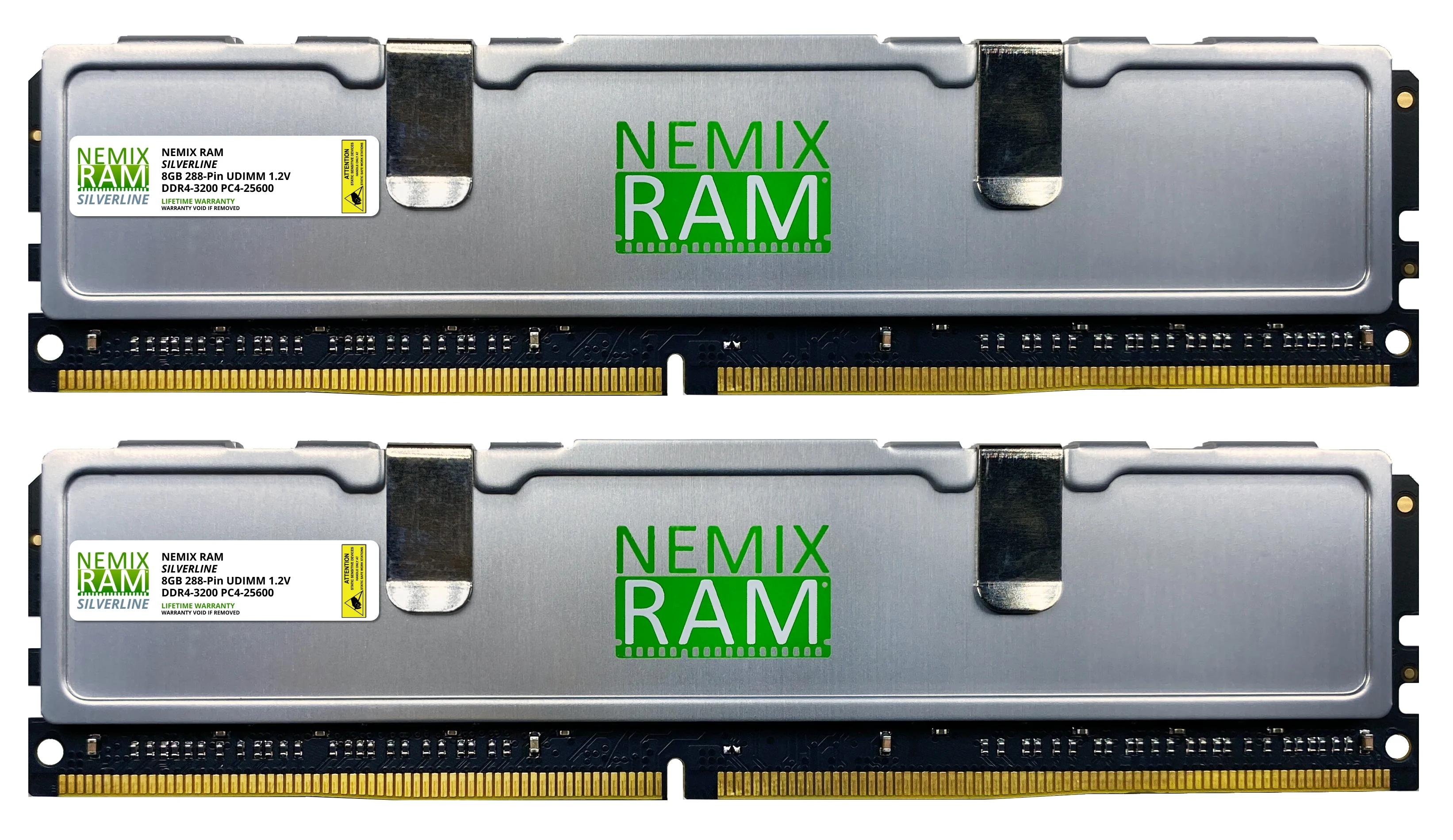 NEMIX RAM Silverline PC Gaming Memory 16GB (2X8GB) DDR4 3200MHZ PC4-25600 CL22 Non-ECC Unbuffered UDIMM KIT