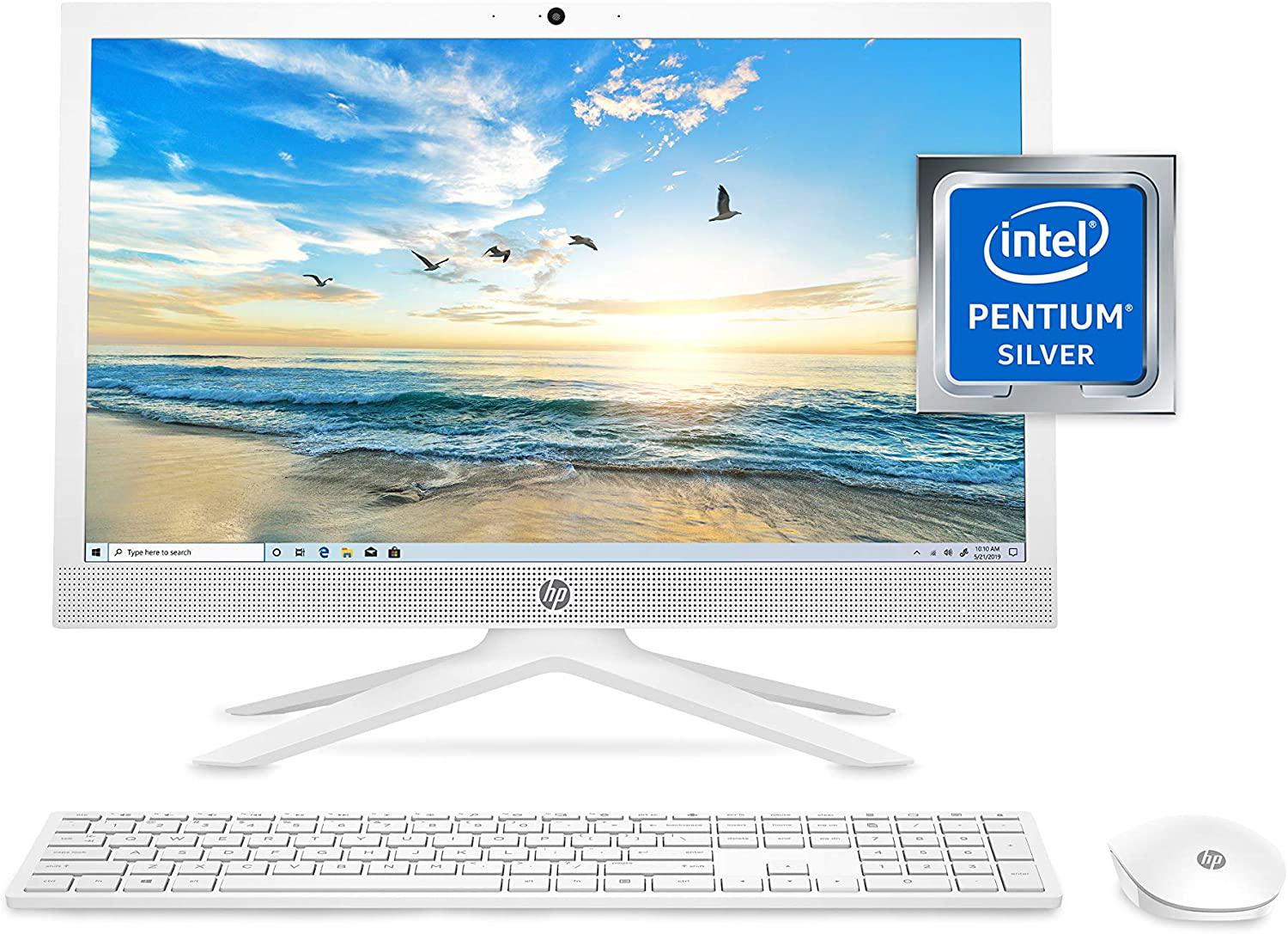 HP 21 All-in-One PC, Intel Pentium Silver J5040 Quad-Core Processor, 4 GB RAM, 128 GB SSD Storage, 20.7-inch Full HD Display, Windows 10 Home with Enhanced Security, Privacy Camera (21-b0020, 2020)