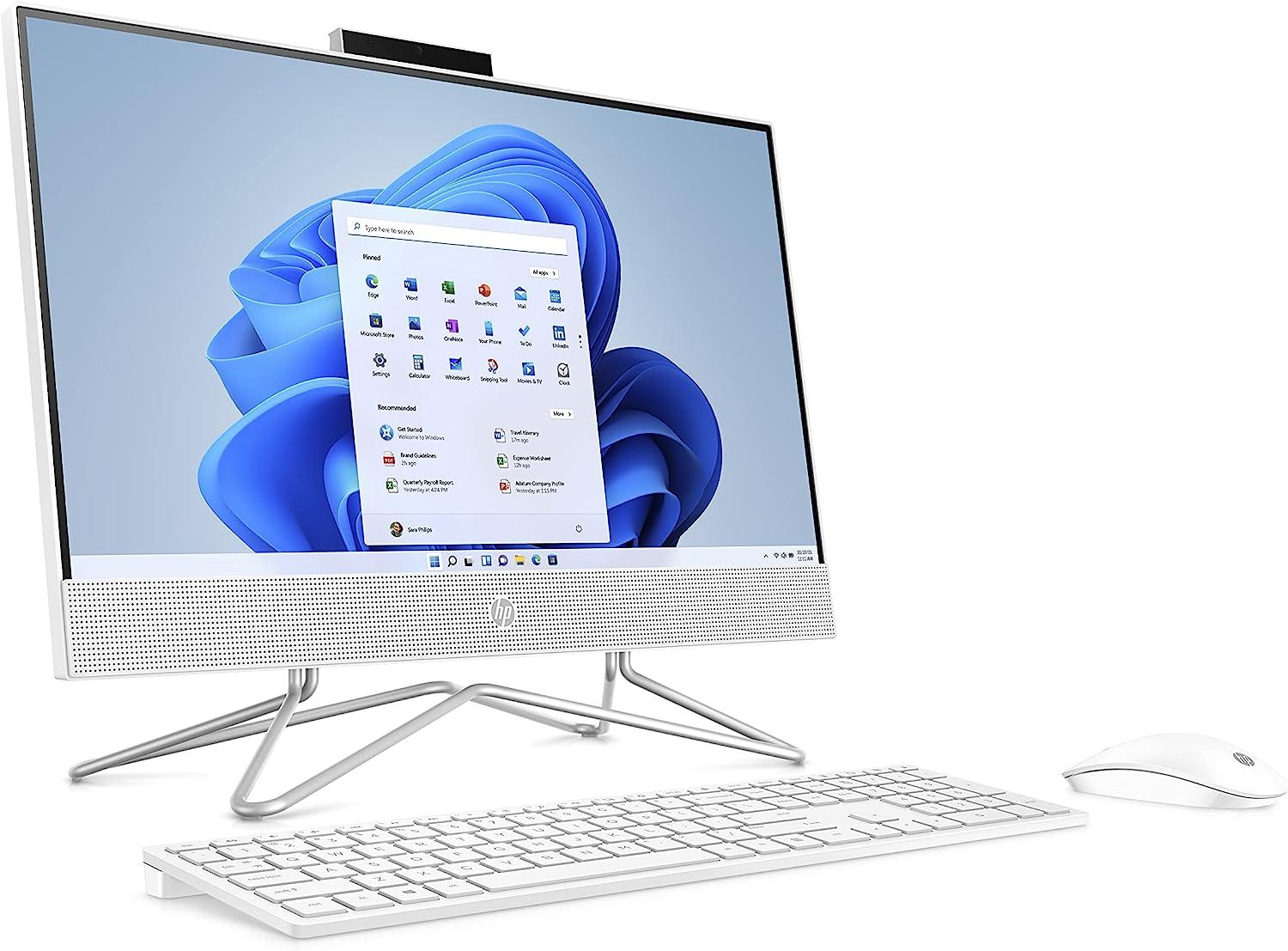 HP 21.5″ All-in-One Desktop, Intel Pentium Silver J5040 Processor, Intel UHD Graphics 605, 4 GB RAM, 128 GB Storage, Windows 11 Home (22-dd0120, 2021)