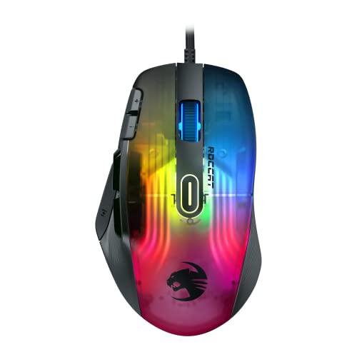 ROCCAT Kone XP PC Gaming Mouse with 3D AIMO RGB Lighting, 19K DPI Optical Sensor, 4D Krystal Scroll Wheel, Multi-Button Design, Wired Computer Mouse, Black, (ROC-11-420-01)