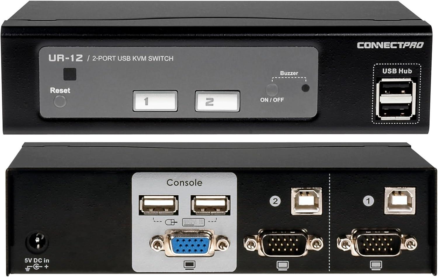ConnectPRO UR-12-KIT , 2-port USB 2.0 KVM Switch with Cables