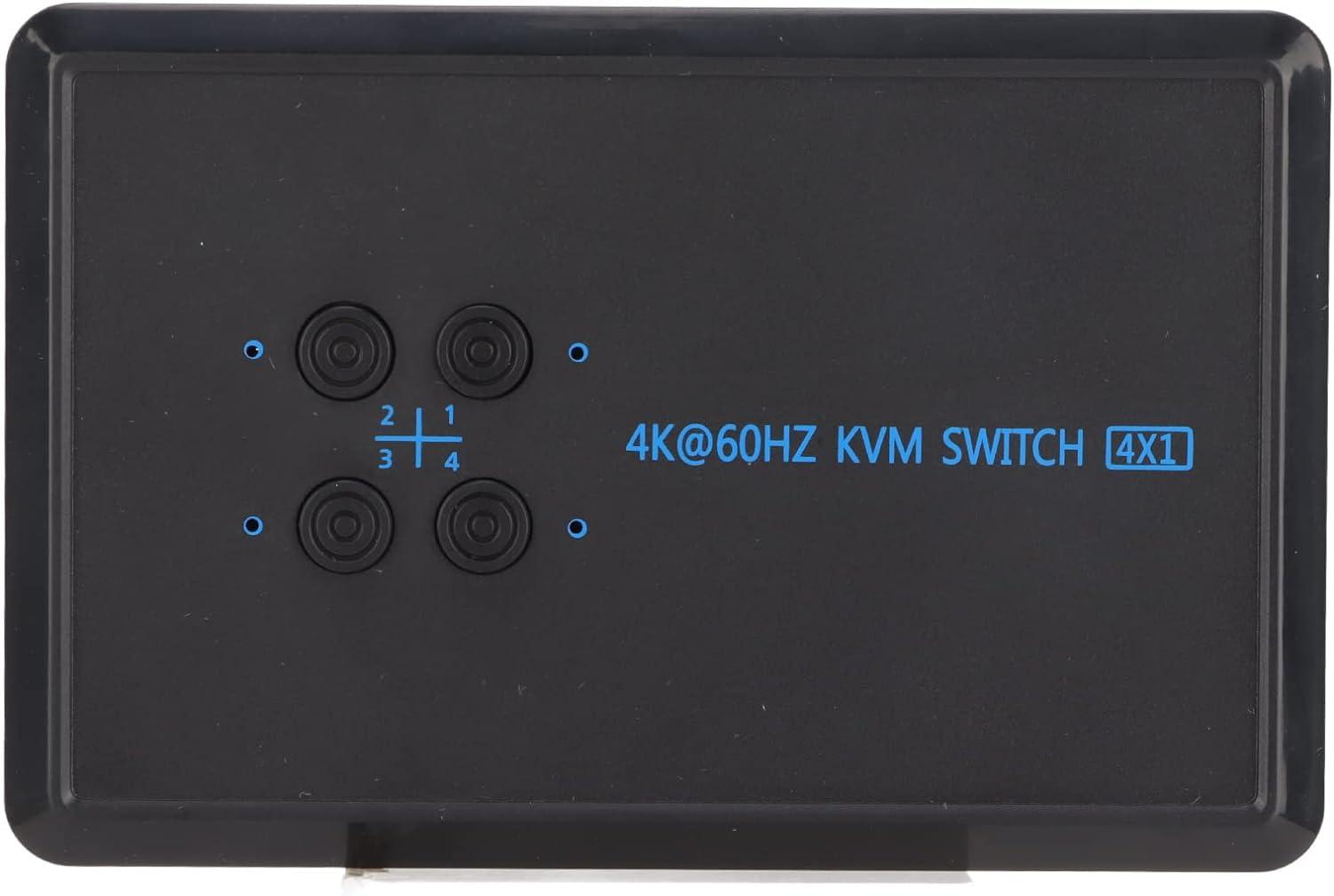 Lazmin112 KVM Switch,High Definition Multimedia Interface 2.0 4K High Compatibility Converter with 4 Type C Cable and 1 Switch Cable,for USB disks,Printers