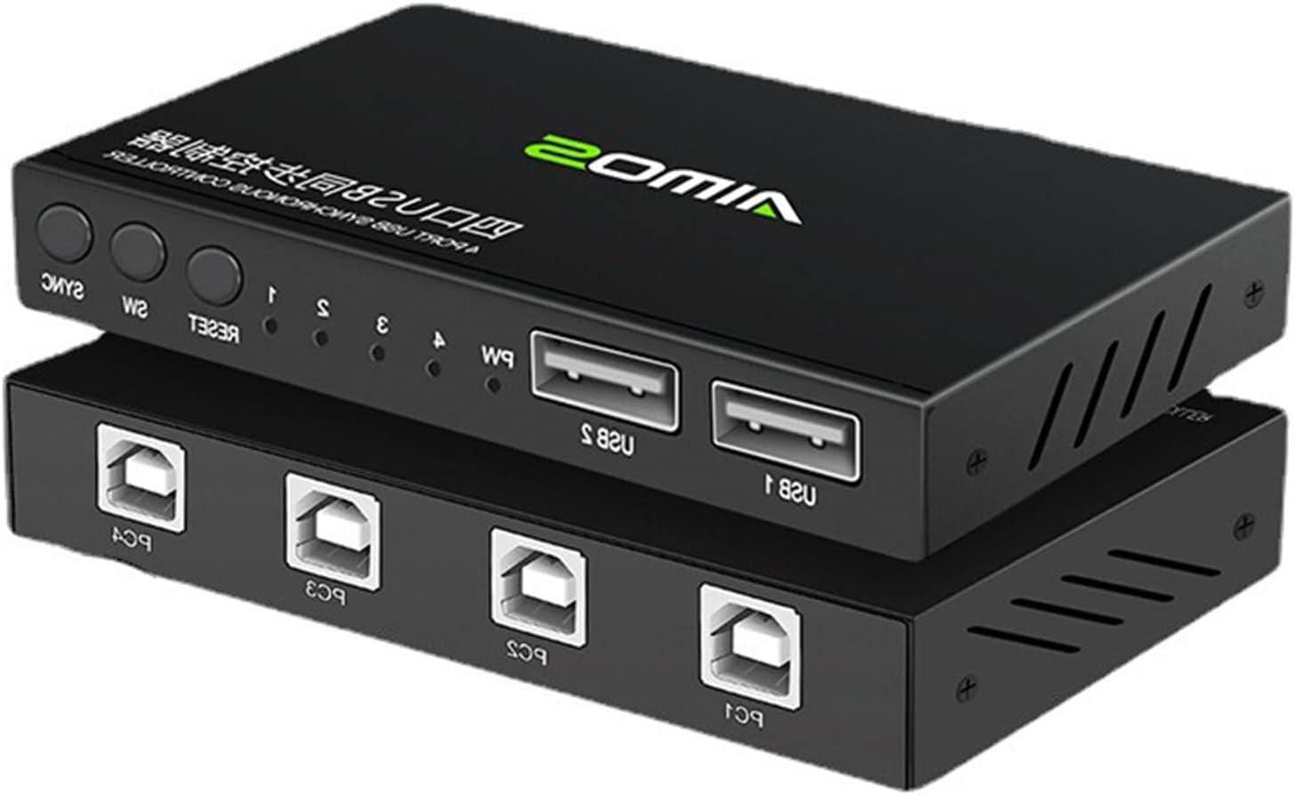 GUODDM 4/8 Ports USB Synchronizer — KVM Switch/Distributor, DNF Keyboard Mouse USB Shared Display Synchronization Controller KVM Switcher Black (Size : 4 Ports)