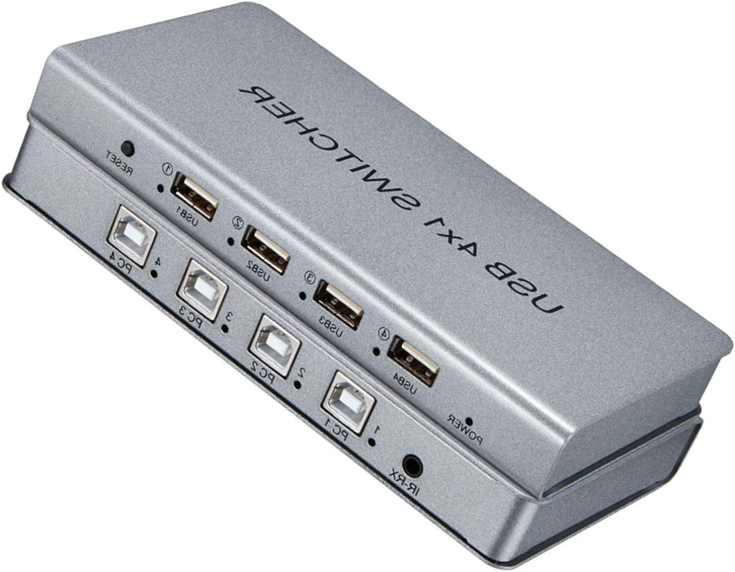 1-for-4 Ports Splitter — Multifuncional Keyboard Mouse Synchronizer Controller KVM Switcher Splitter,USB2.0 Full Speed Technology 12Mbps Controller,for Windows/Linux/Android/Netware ( Size : 4 ports )