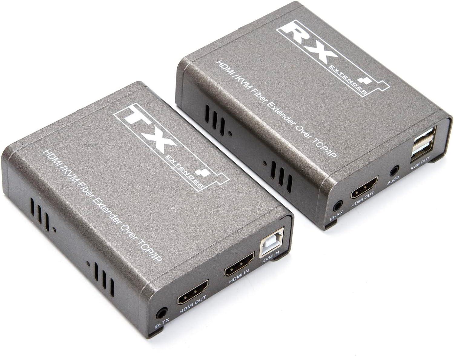 20Km HDMI KVM Extender Over Optic Fiber USB KVM Extender Transmitter Receiver Audio Video Converter for USB Keyboard Mouse