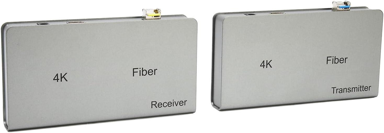 GLOGLOW KVM Optical Transceiver, Professional Heat Dissipation 10KM 4K HD Multimedia Interface KVM Fiber Extender High Resolution for Television for Projector (US Plug)