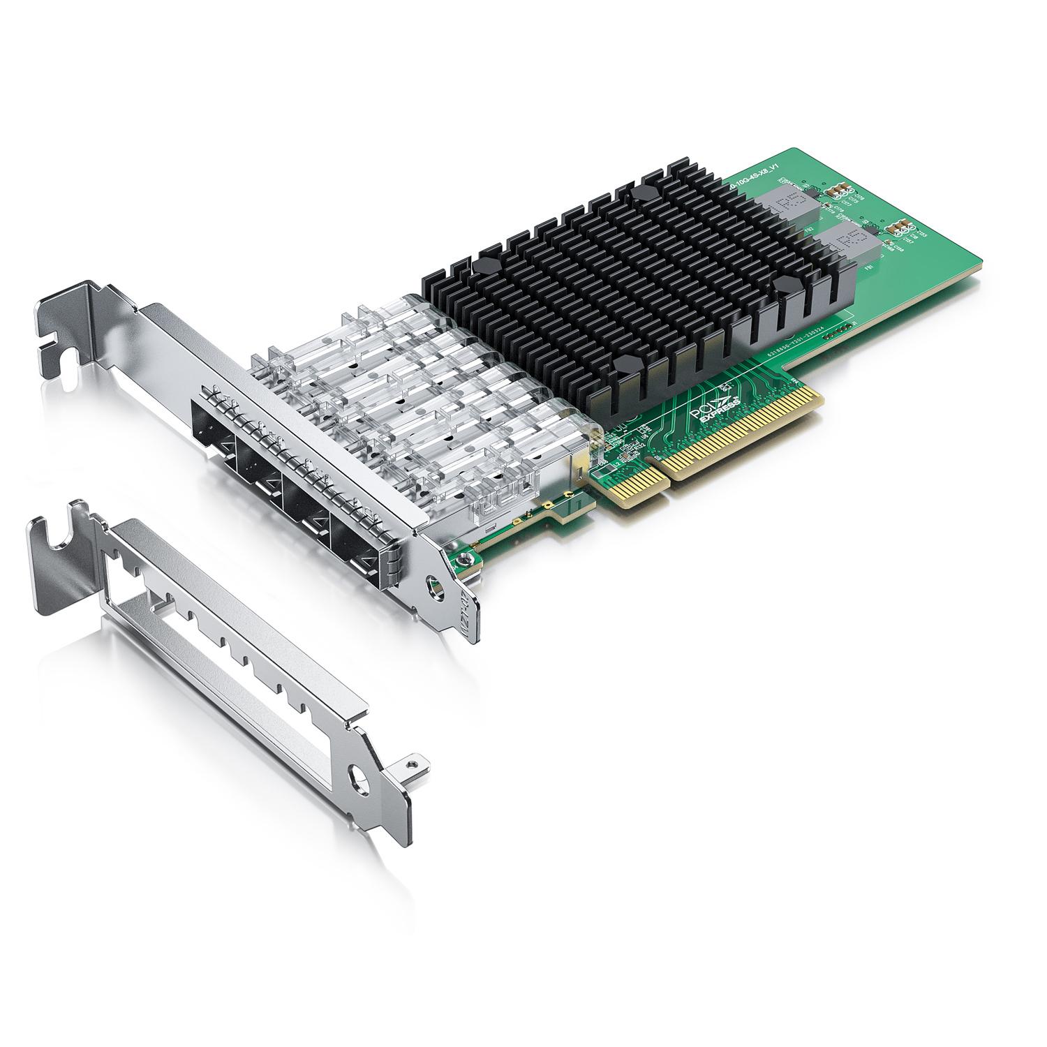 10Gtek 10Gb PCI-E NIC Network Card, Quad SFP+ Port, with Original Intel X710-BM1 Controllers, PCI Express Ethernet LAN Adapter Support Windows Server/Linux/VMware ESXi, Compare to Intel X710-DA4