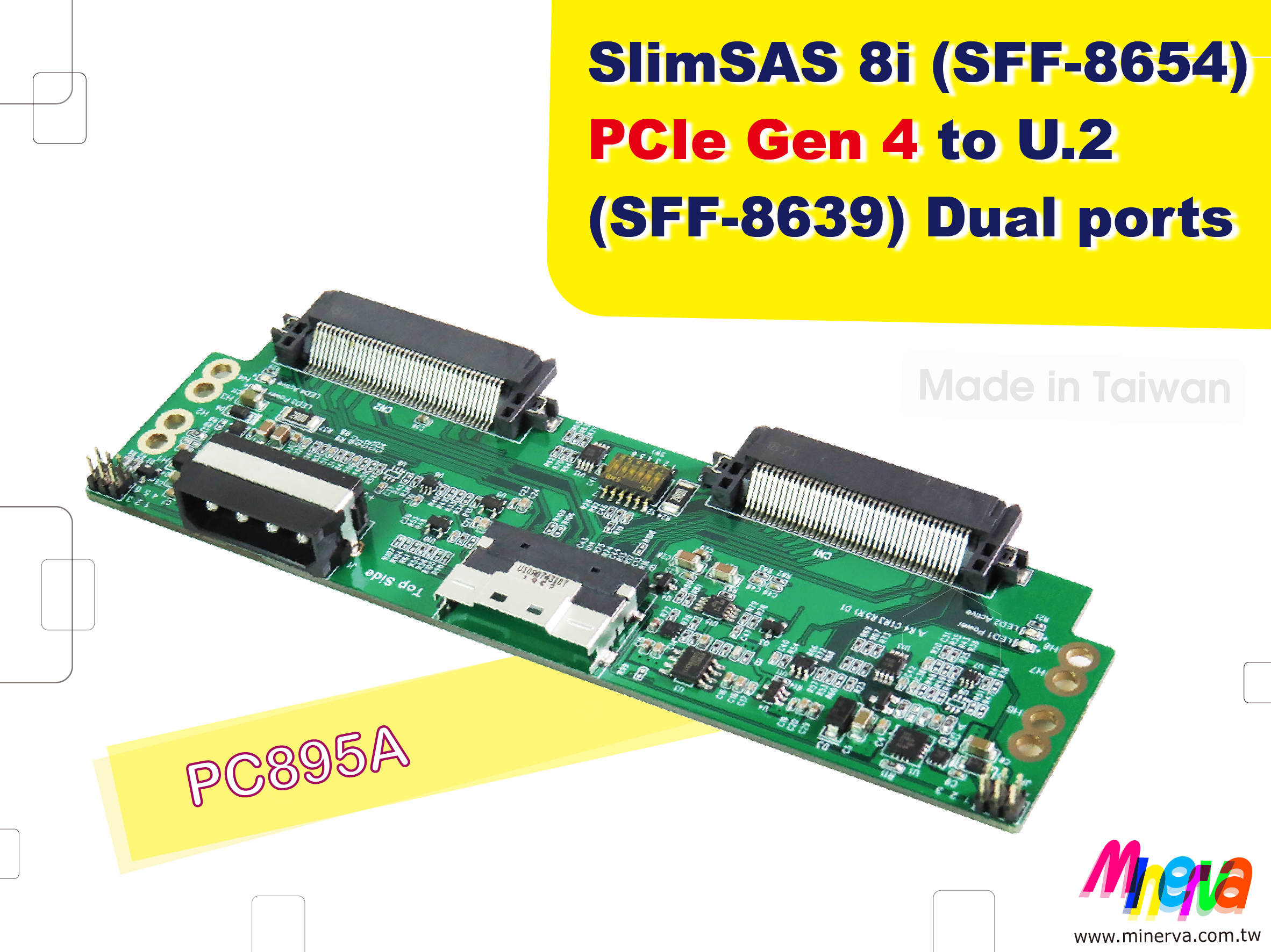 SlimSAS 8i PCIe 4.0 to U.2 Daul port with +12V Hot Swap Power Controllers