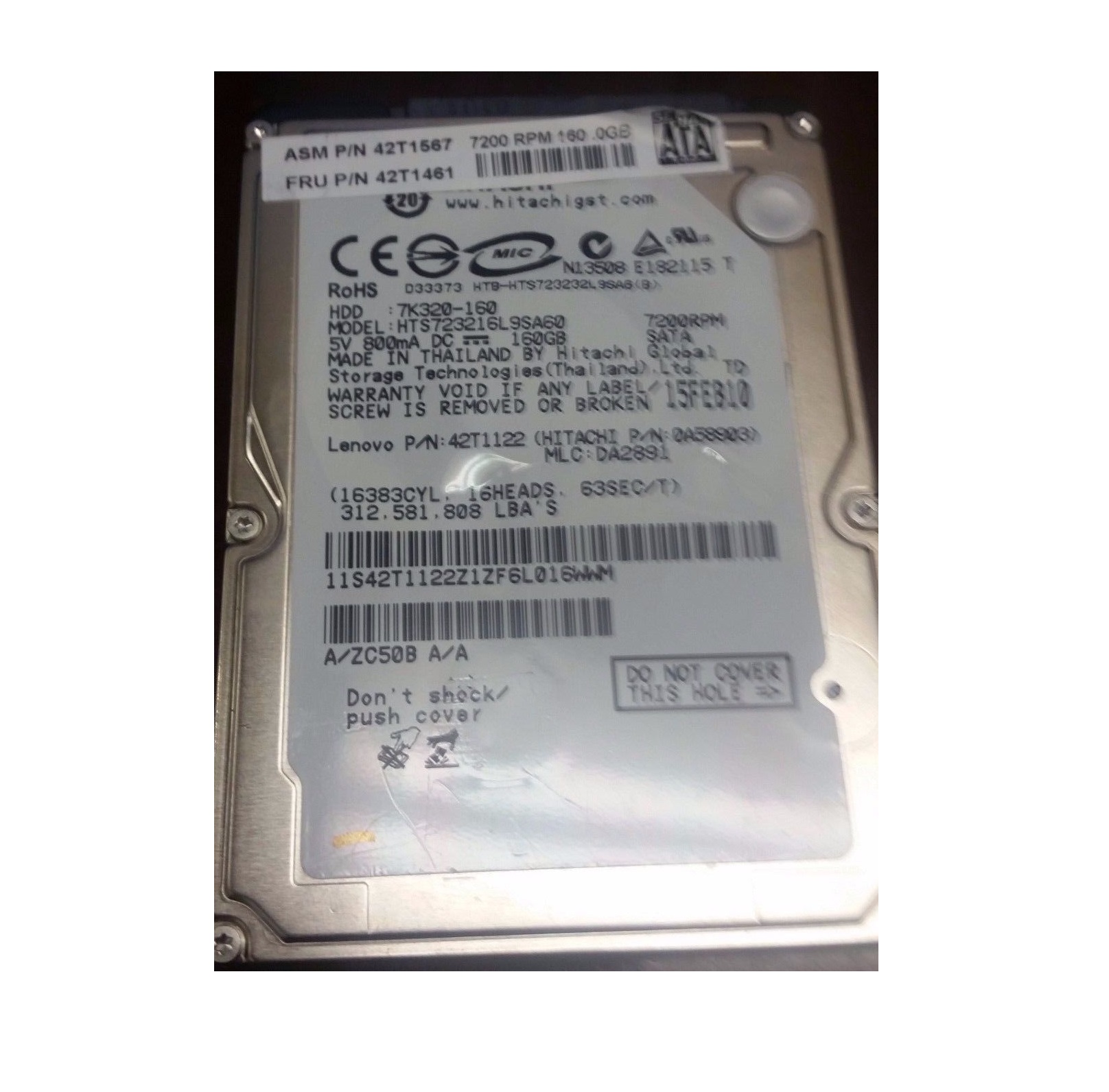 IBM Lenovo OEM Thinkpad T60 T61 X60 X61 160GB SATA Laptop Hard Drive