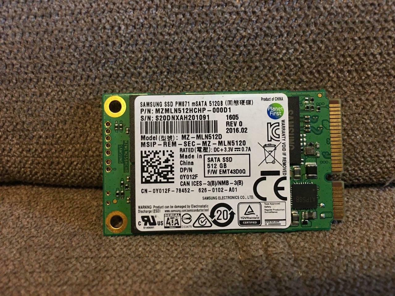 Samsung PM871 msata 512gb ssd solid state drive MZ-MLN512D MZMLN512HCHP