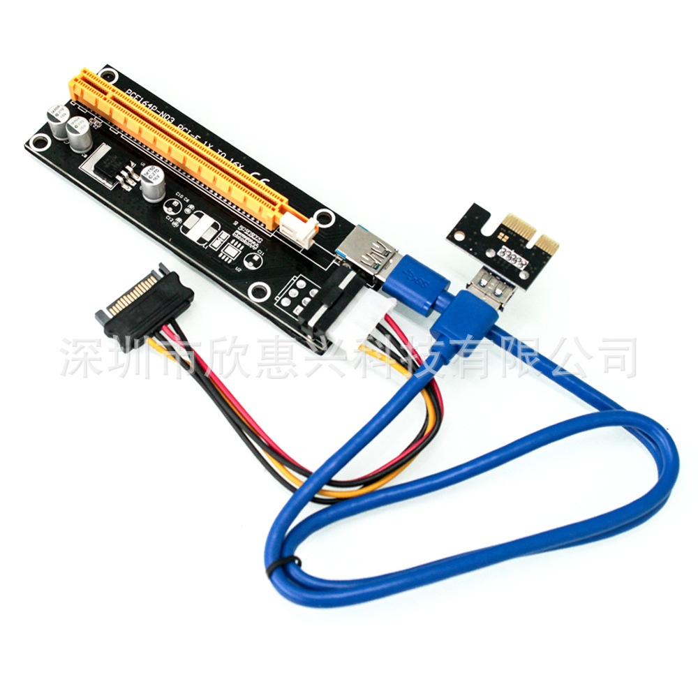 6pcs Version 006 PCIe PCI-E PCI Express Riser Card 1x to 16x USB 3.0 Data Cable SATA PCIE Riser Cards 60CM